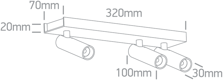 3x5W LED lubinis šviestuvas, juodas, 3000K, pakreipiamas, 65004C/B/W