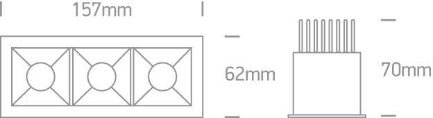 3x6,5W LED įleidžiamas šviestuvas, baltas, 3000K, 50307B/W/W