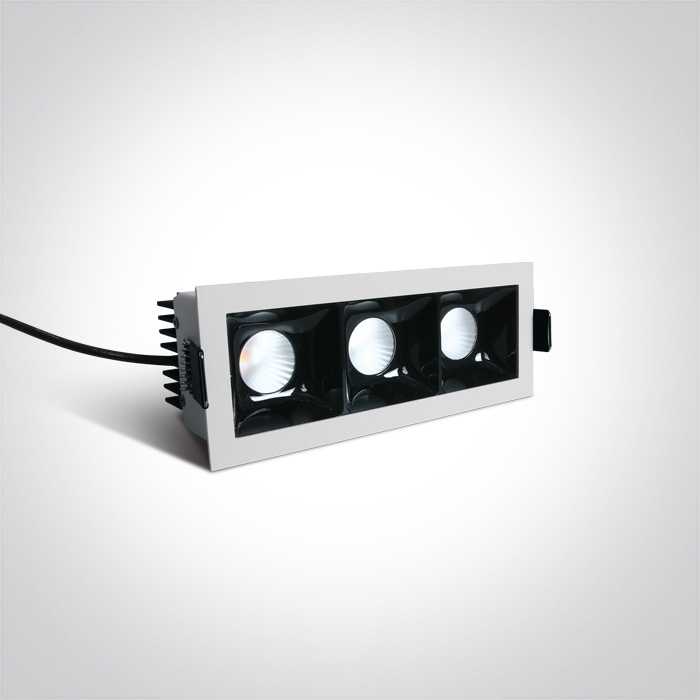 3x6,5W LED įleidžiamas šviestuvas, baltas, 3000K, 50307B/W/W