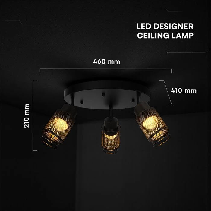 3x6W LED lubinis šviestuvas, juodas, 3000K