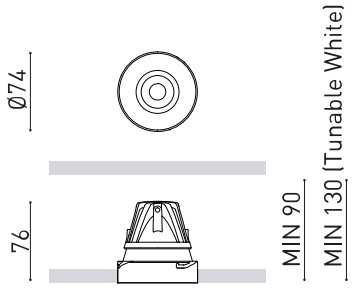 4 / 6,6W LED užglaistomas šviestuvas BUDDY TRIMLESS FLOOD, baltas, 3000K, 54°