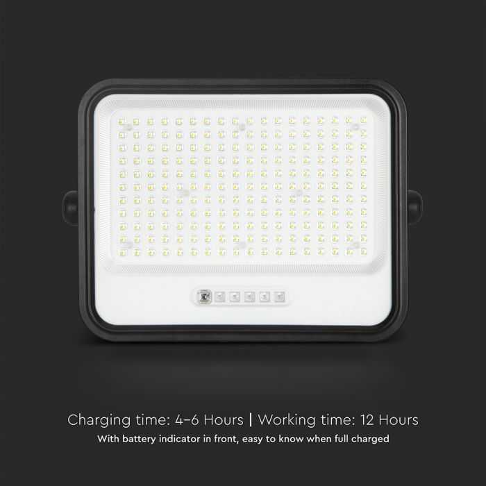 400W LED prožektorius su saulės baterija, juodas, 2000-8000K, dimeriuojamas