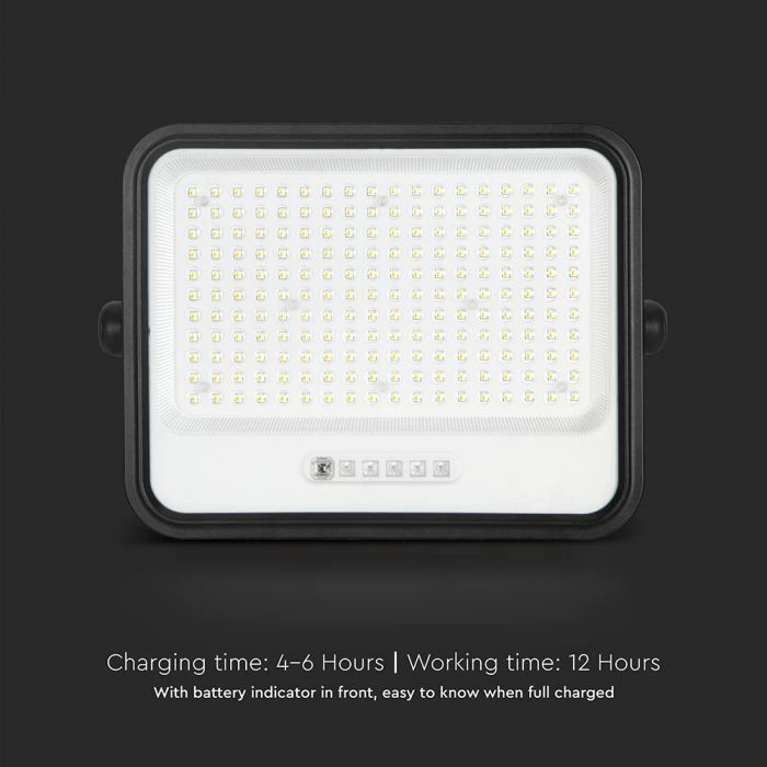 400W LED prožektorius su saulės baterija, juodas, 2000-8000K, dimeriuojamas