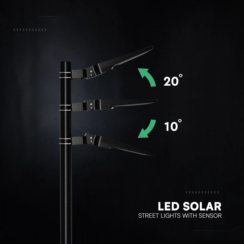 40W LED gatvės šviestuvas su saulės baterija ir judesio davikliu, juodas, 3000/4000/6000K, 140°x70°