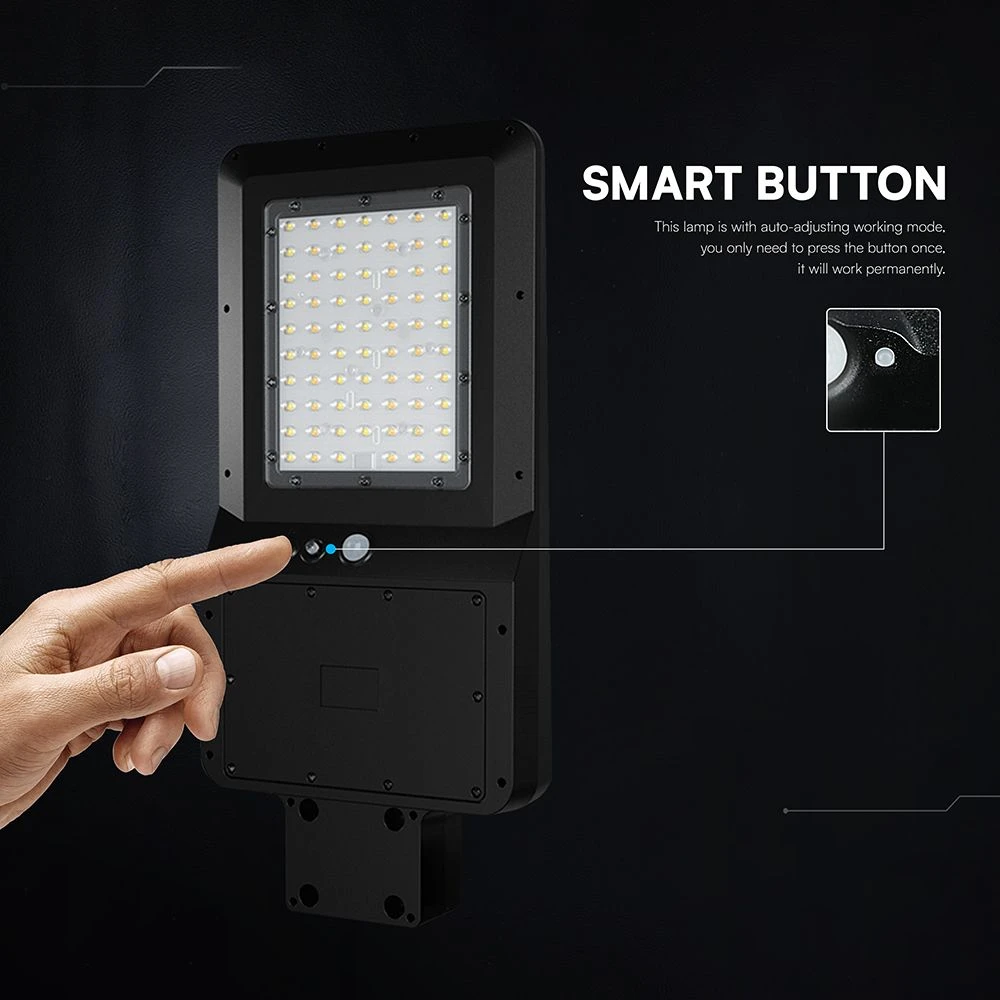 40W LED gatvės šviestuvas su saulės baterija ir judesio davikliu, juodas, 3000/4000/6000K, 140°x70°