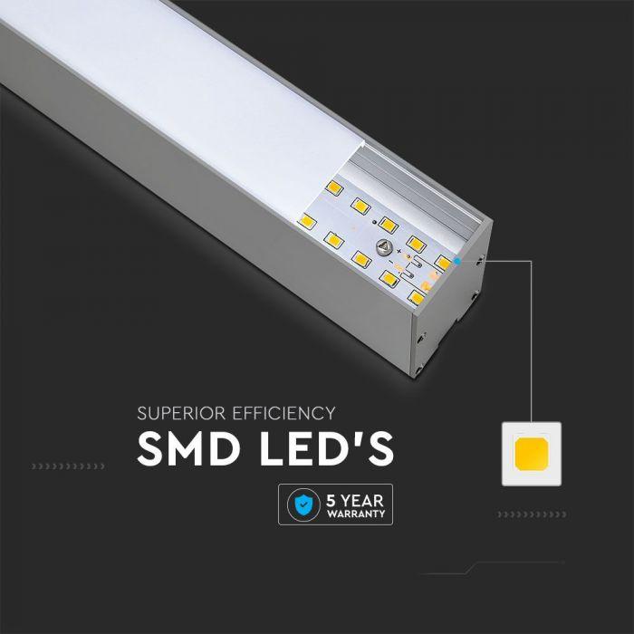 V-tac 40W LED linijinis pakabinamas šviestuvas, sidabro sp., 6400K