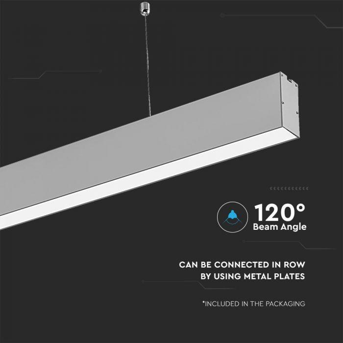 V-tac 40W LED linijinis pakabinamas šviestuvas, sidabro sp., 6400K