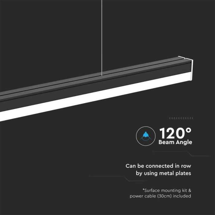V-tac 40W LED linijinis šviestuvas, juodas, 6500K