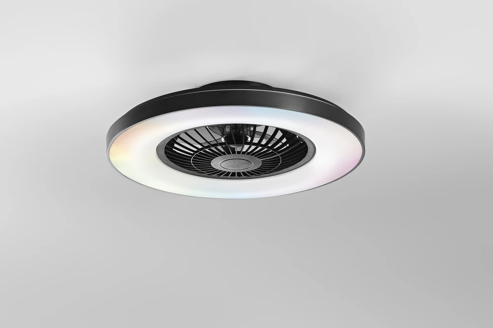 40W LED lubinis šviestuvas - ventiliatorius GARBIN, juodas, CCT, dimeriuojamas