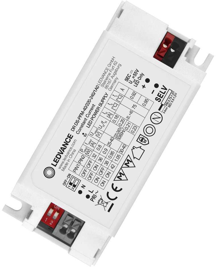 40W LED maitinimo šaltinis DIP-SWITCH PERFORMANCE -40/220-240/1A0