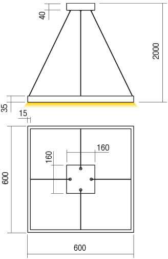 40W LED pakabinamas šviestuvas FEBE, juodas, 4000K, dimeriuojamas, 01-2904
