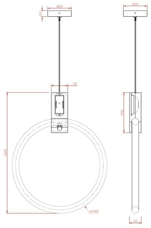 40W LED pakabinamas šviestuvas HOPP, T9, aukso sp., 3000K, parduodamas su T9 lempa