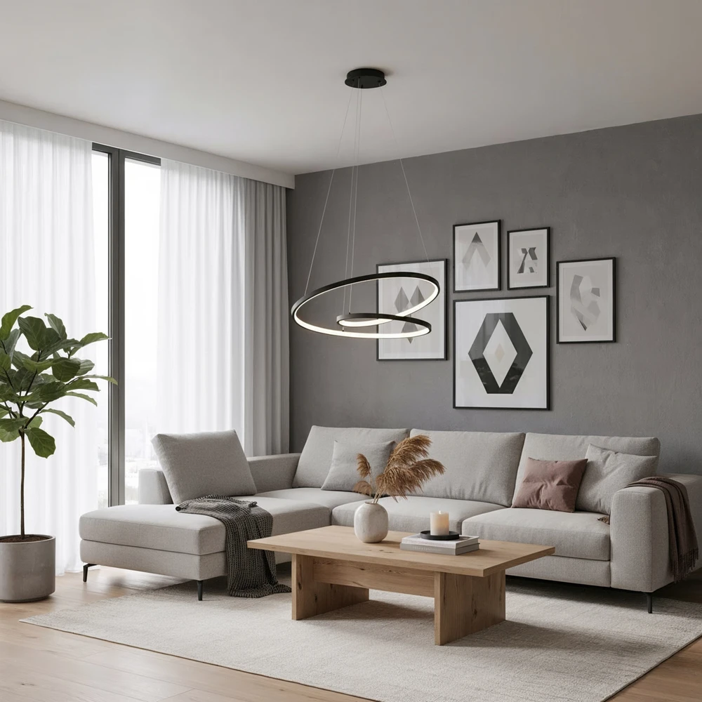 40W LED pakabinamas šviestuvas REINA, juodos/baltos sp., 3000/4000/6000K