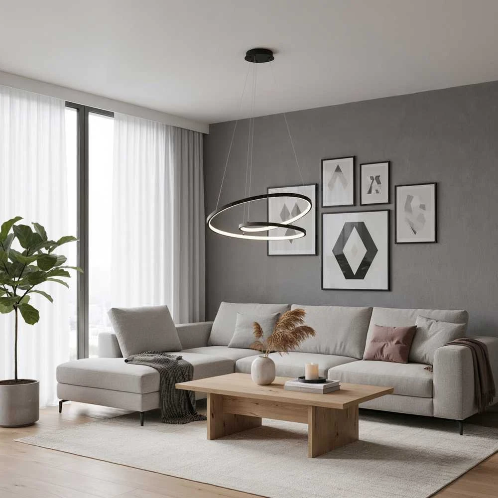 40W LED pakabinamas šviestuvas REINA, juodos/baltos sp., 3000/4000/6000K