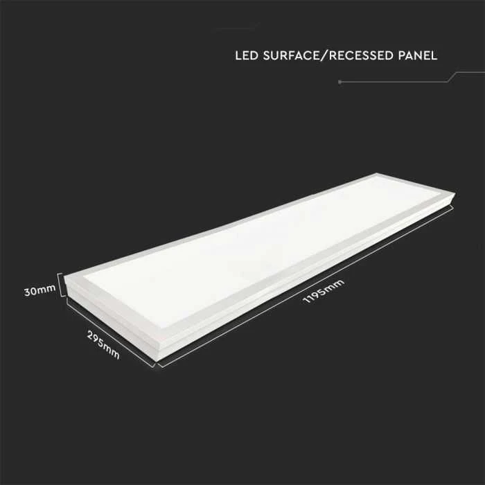 Lubinis šviestuvas V-tac 40W LED panelė, 120x30cm, balta, 4000K