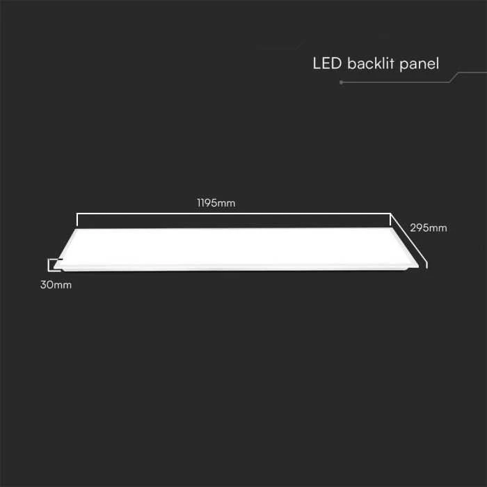 V-tac 40W LED panelė, 120x30cm, balta, 6500K