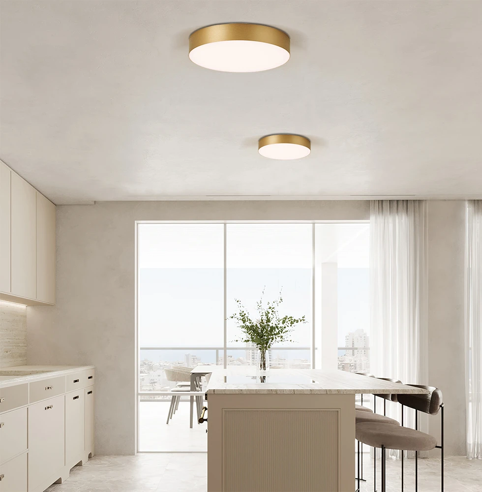 Lubinis šviestuvas Viokef 40W LED paviršinis šviestuvas BRUCE, aukso sp., 3000K, dimeriuojamas, 4235300