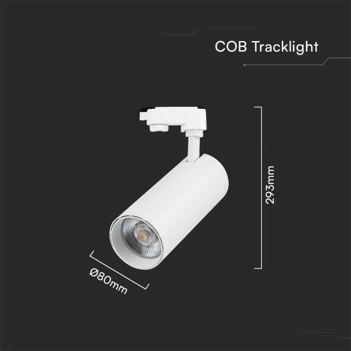 V-tac 40W LED šviestuvas į bėgelius, baltas, 3000/4000/6400K