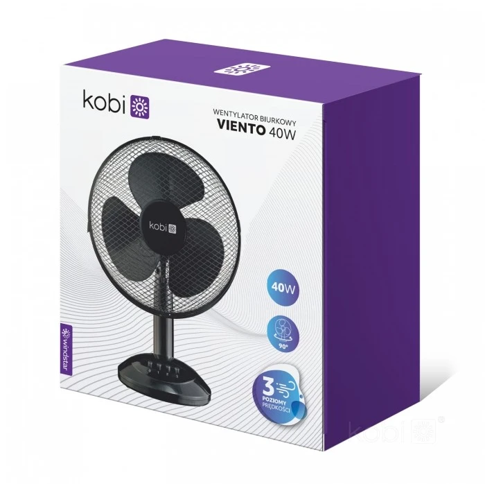 40W stalinis ventiliatorius VIENTO, juodas 3 greičių