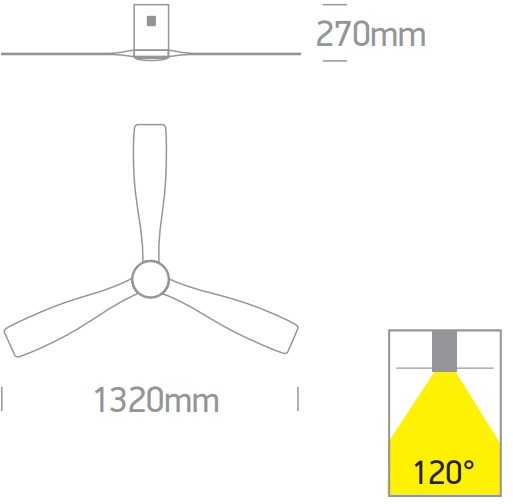 Lubinis šviestuvas 40W ventiliatorius su dimeriuojamu 22W LED šviestuvu, juodas/tamsaus medžio sp., 3000/4000/5500K, 6314DC/B/V