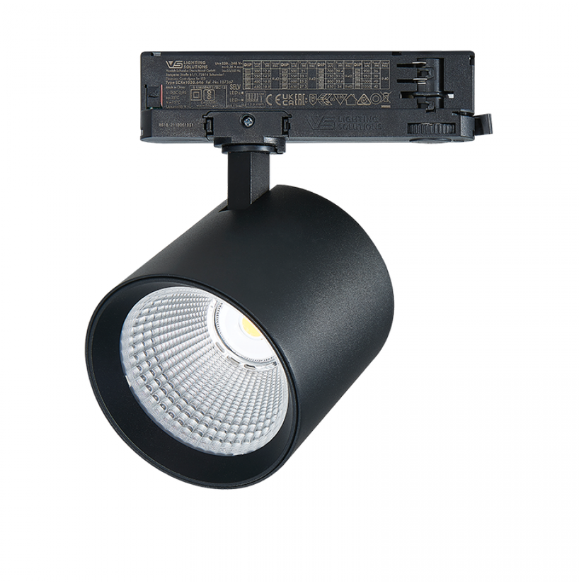 42W LED akcentinis šviestuvas į 3 fazių bėgelius, juodas, 4000K, S203