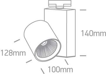 42W LED šviestuvas į bėgelius, baltas, 3000K, 65614NT/W/W