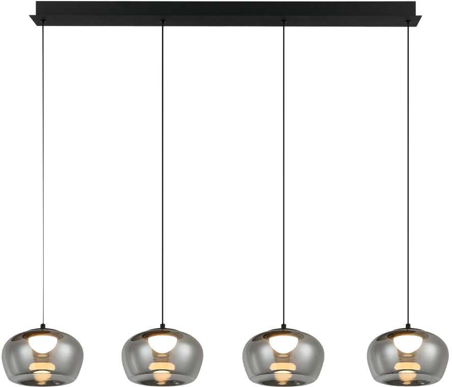 44W LED pakabinamas šviestuvas NADIA, juodos/dūmų sp., 3000K, 4339200