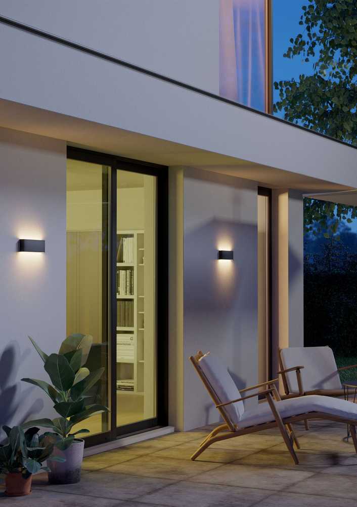 4,4W LED sieninis lauko šviestuvas KAMAL, tamsiai pilkas, 3000K, IP54, šviečia į viršų ir į apačią, 90376