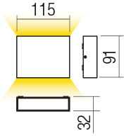 Sieninis šviestuvas 4,4W LED sieninis lauko šviestuvas KAMAL, baltas, 3000K, IP54, šviečia į viršų ir į apačią, 90375