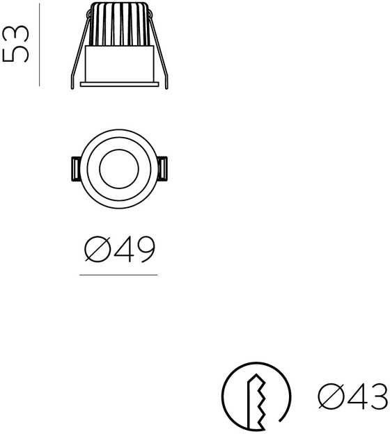 4,5W LED įleidžiamas šviestuvas KIDAL, juodas, 2700K, dimeriuojamas, IP44, E3771490NDT