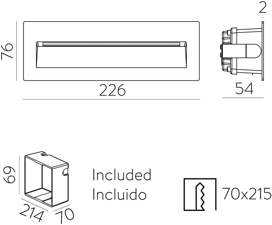 4,5W LED įleidžiamo montavimo sieninis šviestuvas NASHIRA, baltas, 2200/2700/3200/4000K, IP65, E2062171B