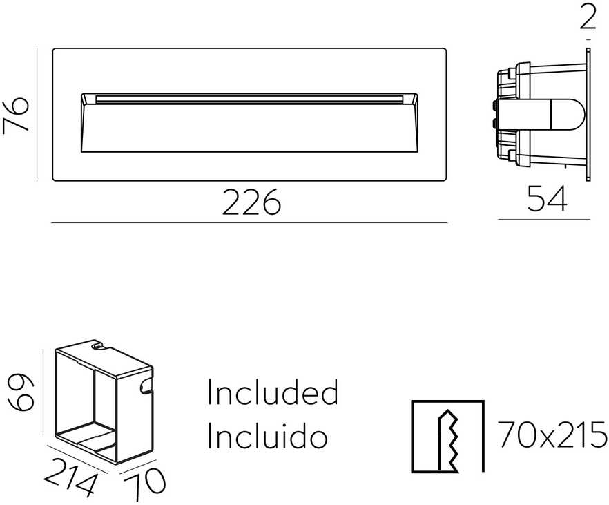 4,5W LED įleidžiamo montavimo sieninis šviestuvas NASHIRA, baltas, 2200/2700/3200/4000K, IP65, E2062171B