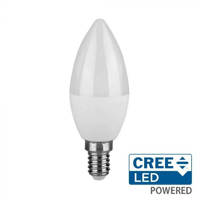 V-tac 4,5W LED lemputė, E14, žvakės formos, 3000K, 180°, CREE LED chip
