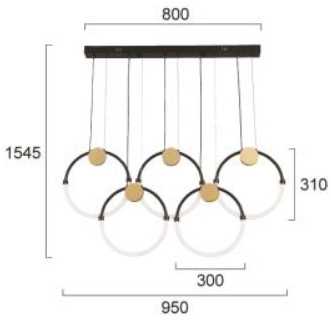 45W LED pakabinamas šviestuvas BRIANA, baltos/juodos/aukso sp., 3000K, 4315000