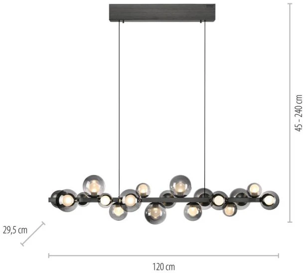 45W LED pakabinamas šviestuvas E-POPUP, pilkos sp., 2200-5000K, dimeriuojamas, reguliuojamo aukščio