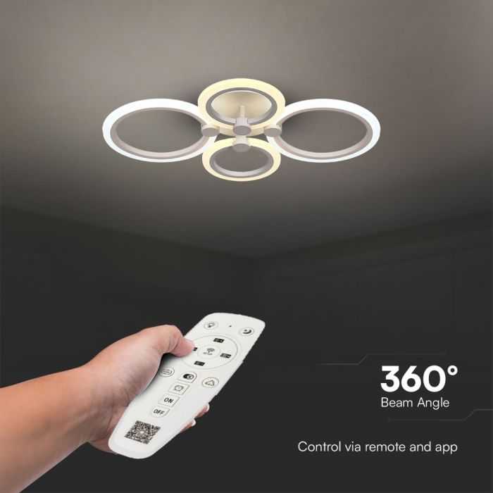 Lubinis šviestuvas V-tac 45W LED paviršinis šviestuvas, baltas, 3000-6000K, dimeriuojamas