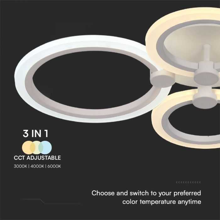 Lubinis šviestuvas V-tac 45W LED paviršinis šviestuvas, baltas, 3000-6000K, dimeriuojamas