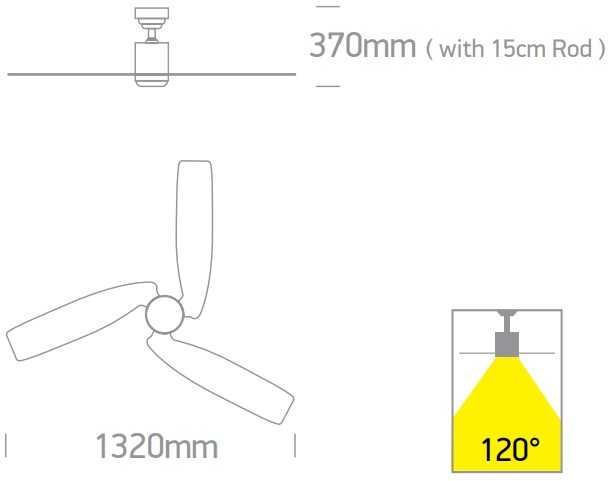 Lubinis šviestuvas 45W ventiliatorius su dimeriuojamu 22W LED šviestuvu, baltas, 3000/4000/5500K, 6304/W/V