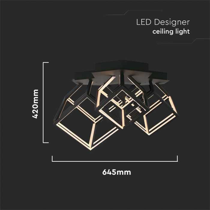 Lubinis šviestuvas V-tac 46W LED paviršinis šviestuvas, juodas, 3000K, dimeriuojamas