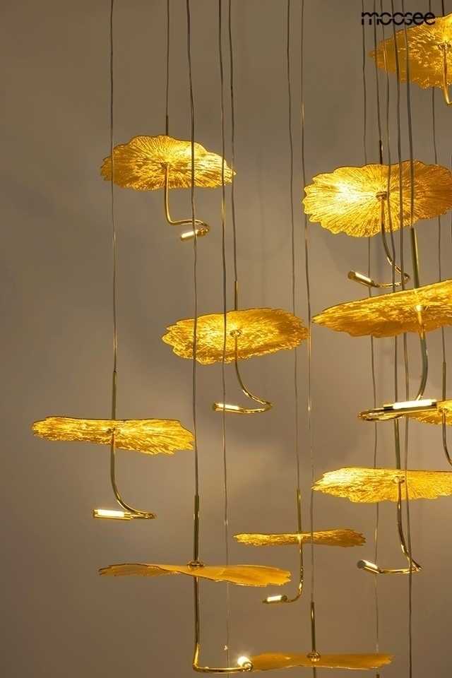 47W LED pakabinamas šviestuvas LEAFS DISC, aukso sp., 3000K