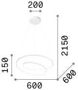 47W LED pakabinamas šviestuvas OZ, baltas, 2700K, 342344