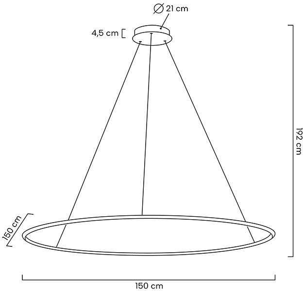 47W LED pakabinamas šviestuvas RING SLIM 150, aukso sp., 3000K, su nuotolinio valdymo pulteliu, dimeriuojamas