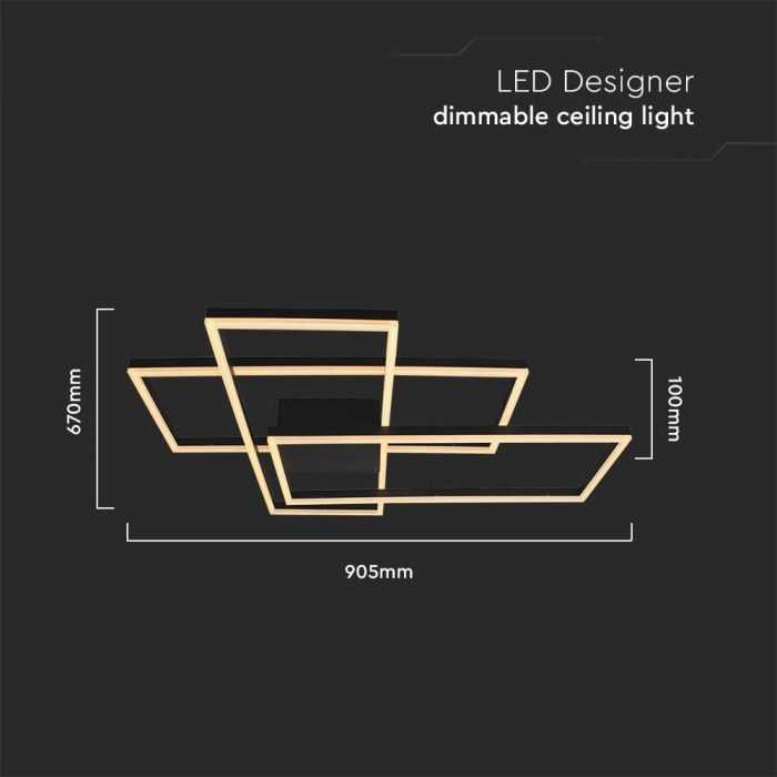 Lubinis šviestuvas V-tac 47W LED paviršinis šviestuvas, juodas, 3000K, dimeriuojamas