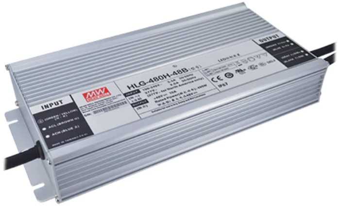 480W LED impulsinis maitinimo šaltinis MEAN WELL, 24V, 20A, valdomas, PFC, IP67