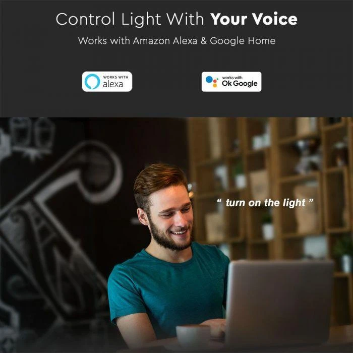 V-tac 4,8W LED lemputė, GU10, suderinama su AMAZON ALEXA ir GOOGLE HOME, 2700-6500K/RGB