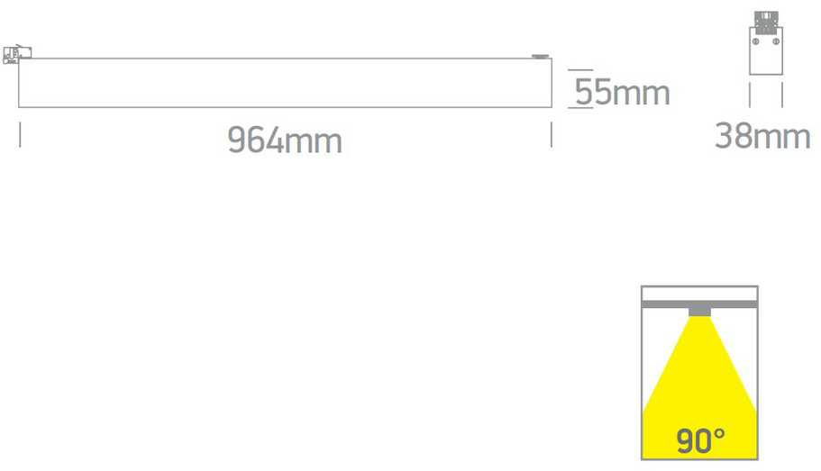 48W LED linijinis bėgelio šviestuvas, juodas, 3000/4200/6500K, 65028CT/B/V