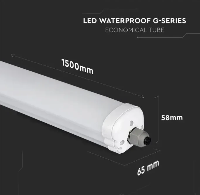 Lubinis šviestuvas V-tac 48W LED linijinis paviršinis šviestuvas, 150cm, baltas, 6500K, IP65