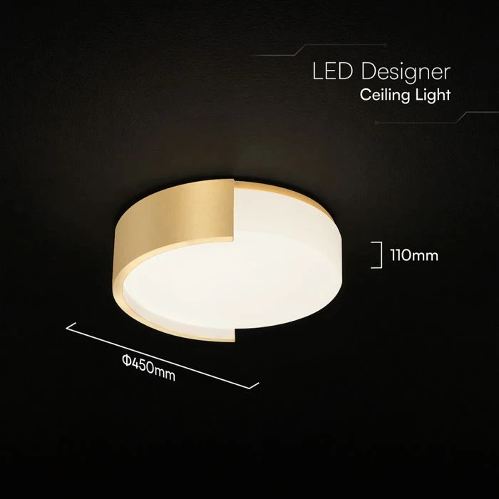 48W LED lubinis šviestuvas, aukso sp., 3000/4000/6000K, dimeriuojamas