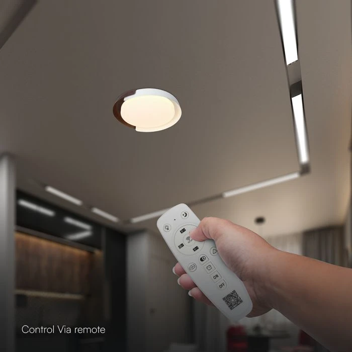 48W LED lubinis šviestuvas, baltos/medžio sp., 3000/4000/6000K, dimeriuojamas