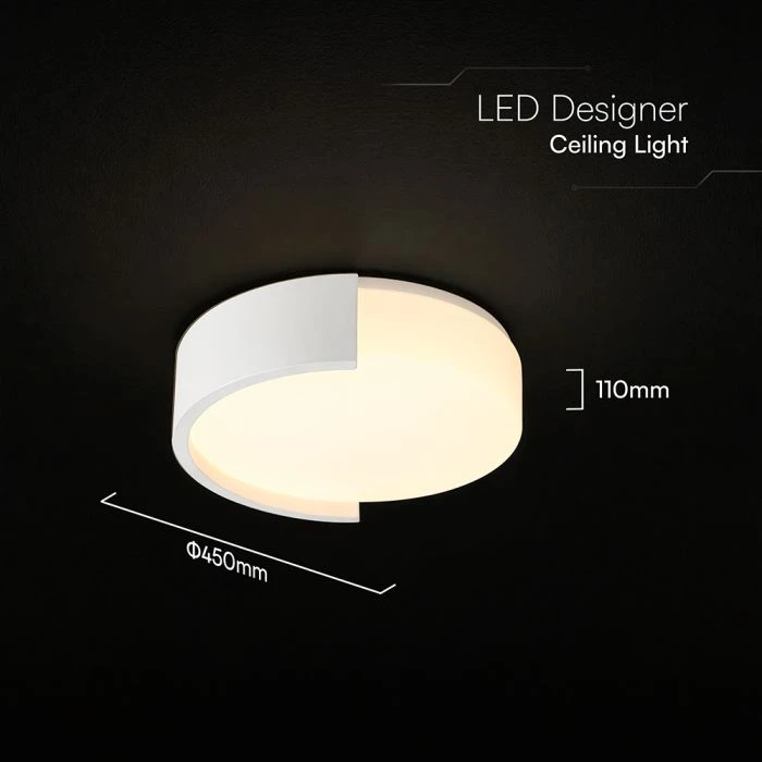 48W LED lubinis šviestuvas, baltos sp., 3000/4000/6000K, dimeriuojamas